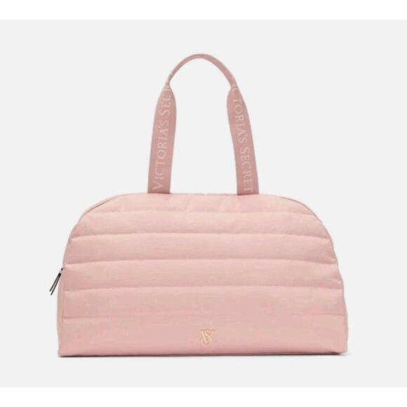 Victoria's Secret Blush Pink Weekender Bag Duffle Quilted - Picture 1 of 5